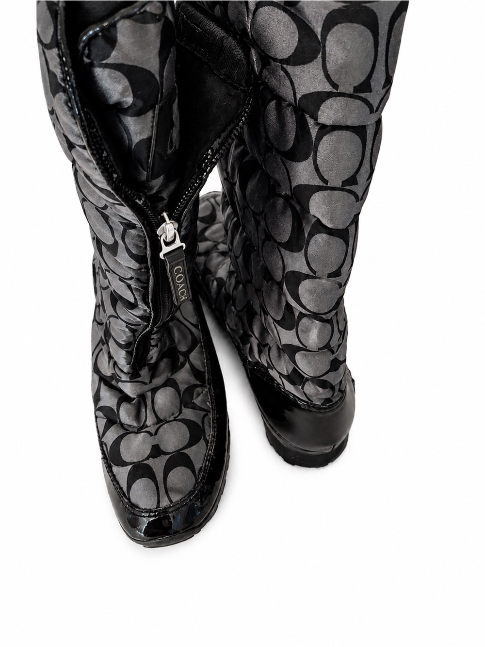 Coach Women’s Signature Logo Winter Boots in Black/Grey